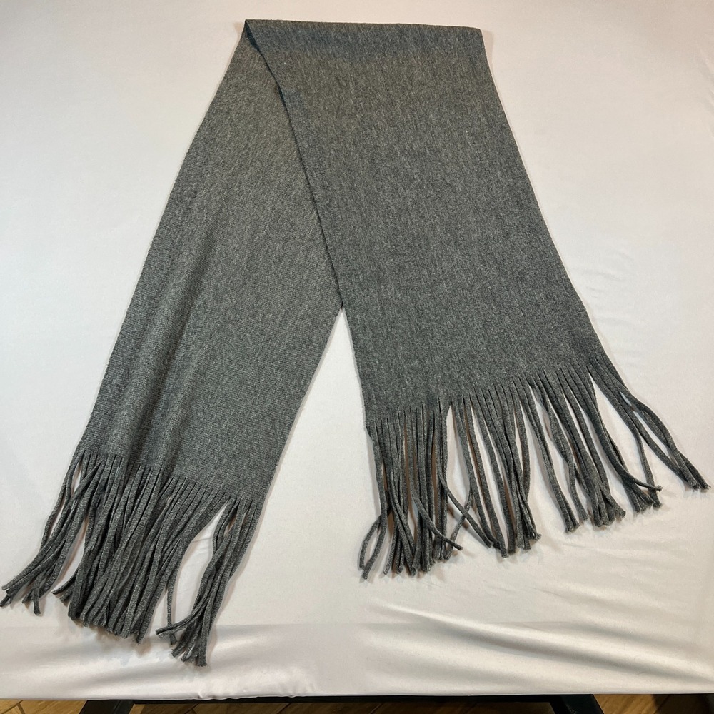 Lucky Brand Rectangular Scarf Womens One Size Dark Gray Fringe Hem Warm Winter